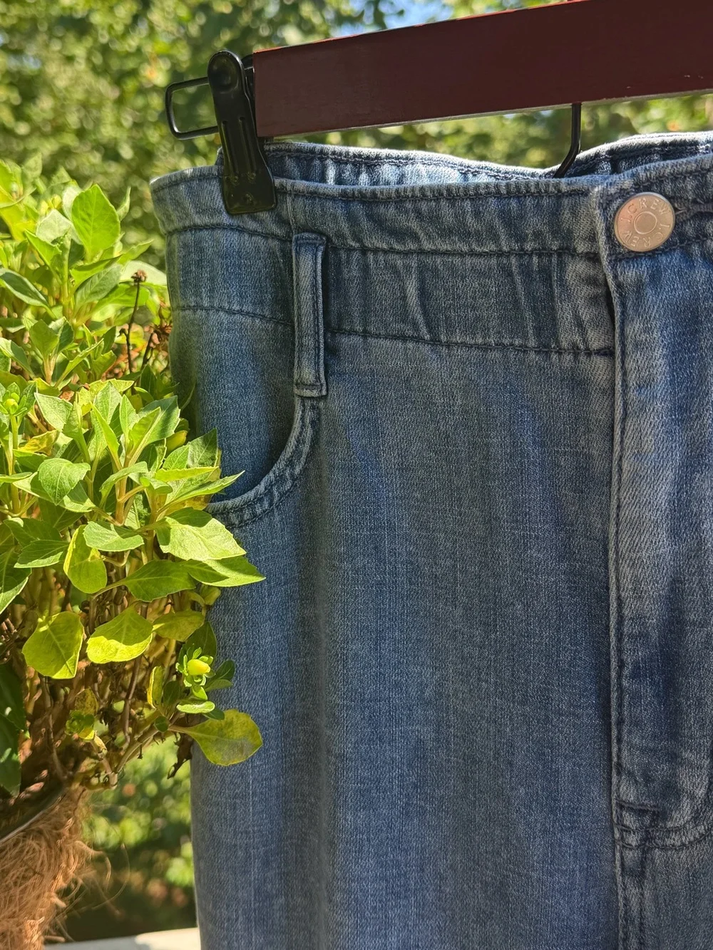 J Crew Re-Imagined Soft Flowy Elastic Waist Blue Jeans Trousers Size 28 Cotton